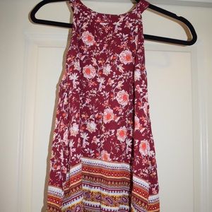 Floral High Neck Flow Tank